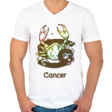 PRINTFASHION Cancer színes - Férfi V-nyakú póló - Fehér férfi póló
