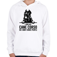 PRINTFASHION Cane Corso hug - Gyerek kapucnis pulóver - Fehér gyerek pulóver, kardigán