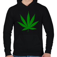 PRINTFASHION cannabis - Férfi kapucnis pulóver - Fekete férfi pulóver, kardigán