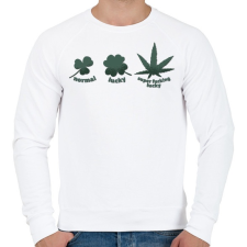 PRINTFASHION Cannabis - super fucking lucky - Férfi pulóver - Fehér férfi pulóver, kardigán