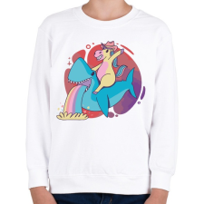 PRINTFASHION Cápa lovas ló - Gyerek pulóver - Fehér gyerek pulóver, kardigán