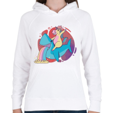 PRINTFASHION Cápa lovas ló - Női kapucnis pulóver - Fehér női pulóver, kardigán