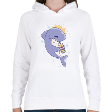 PRINTFASHION Cápa - Női kapucnis pulóver - Fehér női pulóver, kardigán