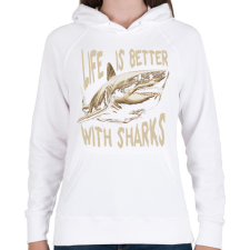 PRINTFASHION Cápa - Női kapucnis pulóver - Fehér női pulóver, kardigán