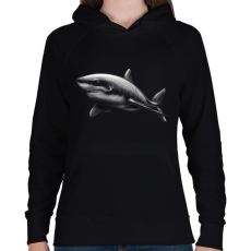 PRINTFASHION Cápa portre - Női kapucnis pulóver - Fekete
