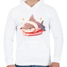 PRINTFASHION Cápa sushi - Férfi kapucnis pulóver - Fehér férfi pulóver, kardigán