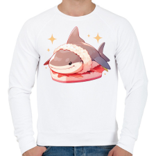 PRINTFASHION Cápa sushi - Férfi pulóver - Fehér férfi pulóver, kardigán