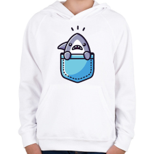 PRINTFASHION Cápa zsebminta - Gyerek kapucnis pulóver - Fehér gyerek pulóver, kardigán