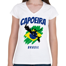 PRINTFASHION CAPOEIRA BRASIL - Női V-nyakú póló - Fehér