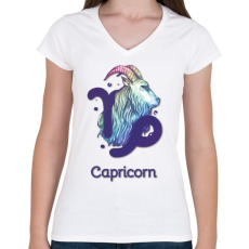 PRINTFASHION Capricorn színes - Női V-nyakú póló - Fehér