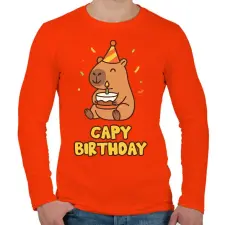 PRINTFASHION Capy birthday - Férfi hosszú ujjú póló - Narancs férfi póló