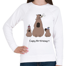PRINTFASHION Capy birthday - Női pulóver - Fehér