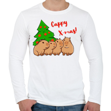 PRINTFASHION Capy xmas - Férfi hosszú ujjú póló - Fehér férfi póló