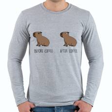PRINTFASHION Capybara - Before coffee after coffee - Férfi hosszú ujjú póló - Sport szürke