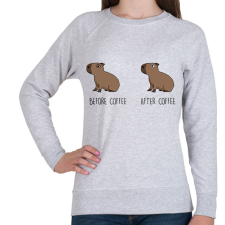 PRINTFASHION Capybara - Before coffee after coffee - Női pulóver - Sport szürke női pulóver, kardigán