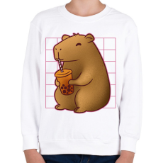 PRINTFASHION Capybara bubis teával - Gyerek pulóver - Fehér