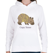 PRINTFASHION capybara család - karácsonyi fény - Női kapucnis pulóver - Fehér női pulóver, kardigán