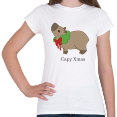 PRINTFASHION capybara család - koszorú - Női póló - Fehér
