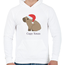 PRINTFASHION capybara család - mikulás - Férfi kapucnis pulóver - Fehér férfi pulóver, kardigán