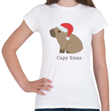 PRINTFASHION capybara család - mikulás - Női póló - Fehér női póló