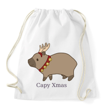 PRINTFASHION capybara család - rénszarvas - Sportzsák, Tornazsák - Fehér tornazsák