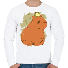 PRINTFASHION Capybara és béka - Férfi pulóver - Fehér férfi pulóver, kardigán