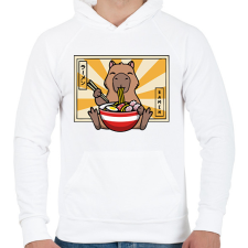 PRINTFASHION Capybara és ramen - Férfi kapucnis pulóver - Fehér férfi pulóver, kardigán