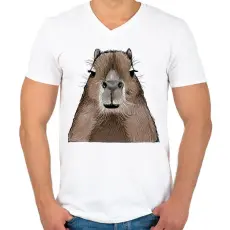 PRINTFASHION Capybara - Férfi V-nyakú póló - Fehér