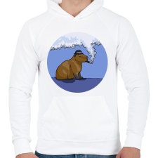 PRINTFASHION Capybara - gentleman - Férfi kapucnis pulóver - Fehér férfi pulóver, kardigán