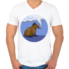 PRINTFASHION Capybara - gentleman - Férfi V-nyakú póló - Fehér férfi póló
