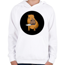 PRINTFASHION Capybara - Gyerek kapucnis pulóver - Fehér