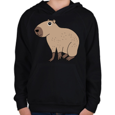 PRINTFASHION Capybara  - Gyerek kapucnis pulóver - Fekete gyerek pulóver, kardigán
