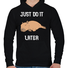 PRINTFASHION Capybara - just do it later - Férfi kapucnis pulóver - Fekete férfi pulóver, kardigán