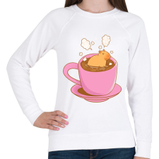 PRINTFASHION Capybara kávéban - Női pulóver - Fehér női pulóver, kardigán