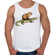 PRINTFASHION Capybara krokodil háton - Férfi atléta - Fehér atléta, trikó