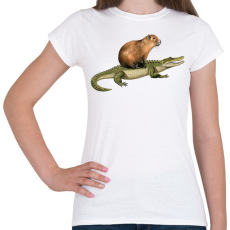 PRINTFASHION Capybara krokodil háton - Női póló - Fehér