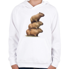 PRINTFASHION Capybara kupac - Gyerek kapucnis pulóver - Fehér gyerek pulóver, kardigán