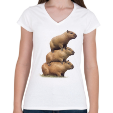 PRINTFASHION Capybara kupac - Női V-nyakú póló - Fehér női póló