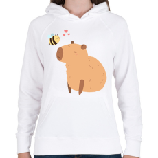 PRINTFASHION Capybara méhecskével - Női kapucnis pulóver - Fehér