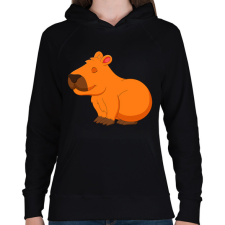 PRINTFASHION Capybara - Női kapucnis pulóver - Fekete női pulóver, kardigán