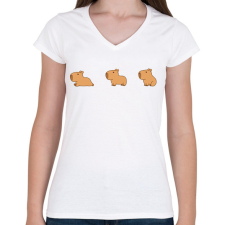 PRINTFASHION Capybara - Női V-nyakú póló - Fehér női póló