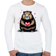 PRINTFASHION Capybara valentin - Férfi hosszú ujjú póló - Fehér férfi póló