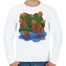 PRINTFASHION Capybarák - Férfi pulóver - Fehér férfi pulóver, kardigán