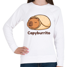 PRINTFASHION Capyburrito - Női pulóver - Fehér női pulóver, kardigán