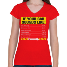 PRINTFASHION Car - Női V-nyakú póló - Piros