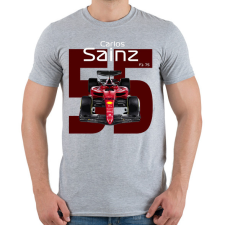 PRINTFASHION Carlos Sainz 55 autóversenyző - fehér felirat - Férfi póló - Sport szürke férfi póló