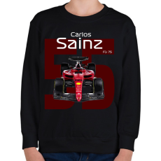 PRINTFASHION Carlos Sainz 55 autóversenyző - fehér felirat - Gyerek pulóver - Fekete