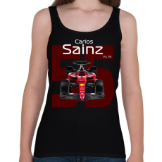 PRINTFASHION Carlos Sainz 55 autóversenyző - fehér felirat - Női atléta - Fekete