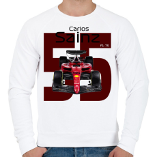 PRINTFASHION Carlos Sainz 55 autóversenyző - fekete felirat - Férfi pulóver - Fehér