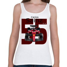 PRINTFASHION Carlos Sainz 55 autóversenyző - fekete felirat - Női atléta - Fehér női trikó